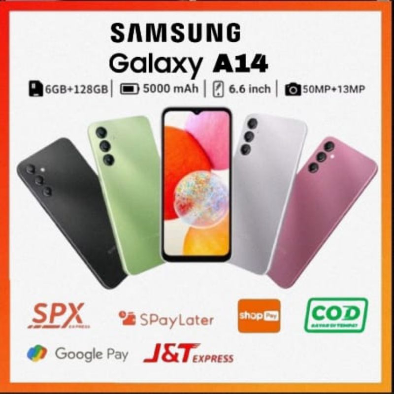 [PROMO] Handphone HP SAMSUNG A14 Ram 4+128GB & Ram 6+128GB { Display 6,6 inches + Battery 5000mAh + 