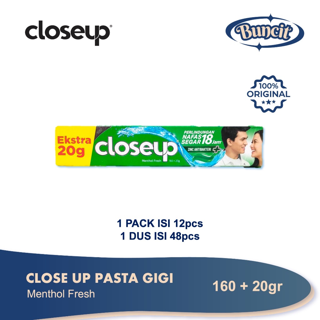Pasta Gigi  Close Up Menthol Fresh 160+20gr / Odol Close Up Menthol Fresh / Buncit