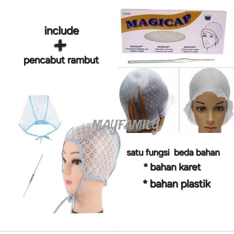 Magicap topi highlight rambut  / Magi cap highlight penutup kepala  / Proses cat rambut semir rambut