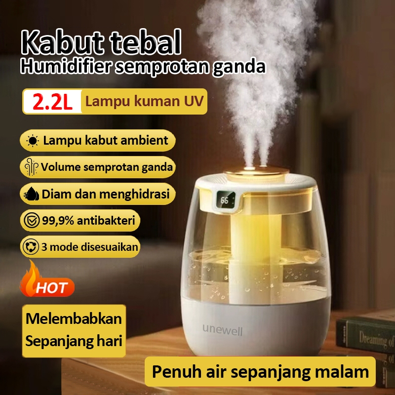 Unewell 2025 Humidifier Air Ultrasonic Diffuser Purifier Pelembab Aromatherapy Sinar UV Pembasmi