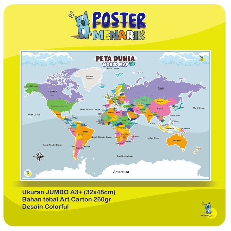 

PETA DUNIA FULLCOLOR LENGKAP DENGAN NAMA NEGARA/ WORLDMAP
