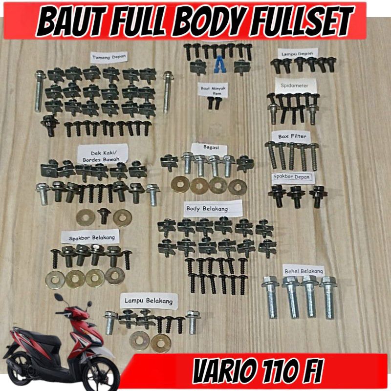 Baut Full Set Cover Body Honda Vario 110 Fi eSP / Baut Full Body Vario 110 Fi Lengkap