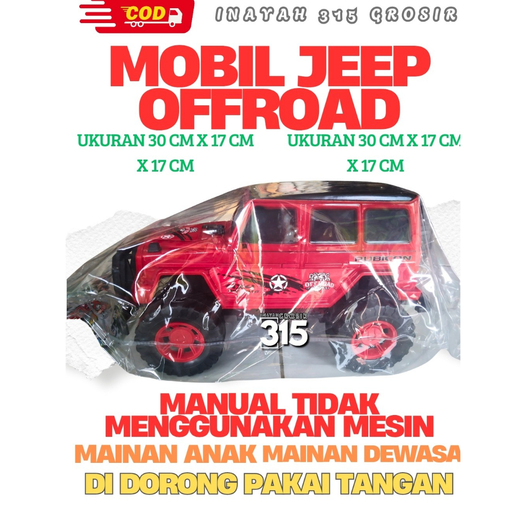 MAINAN JEEP RUBICON/JEEP OFF ROAD 4X4 RUBICON/MOBIL MAINAN OFF ROAD JEEP TANPA BATRE