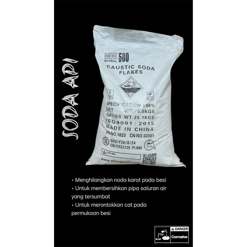 Soda Api/ Caustic Soda Flakes/ Pembersih saluran WC mampet/ NaOH Soda Api/ NaOH 1kg/ Soda Api 500g/ 