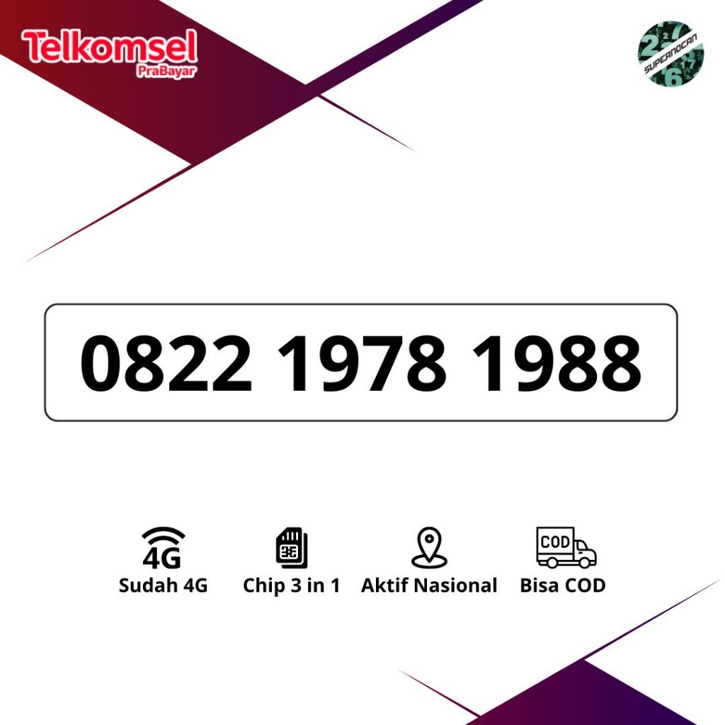 NOMOR CANTIK SIMPATI DOUBLE TAHUN 1978 1988 - 5G READY