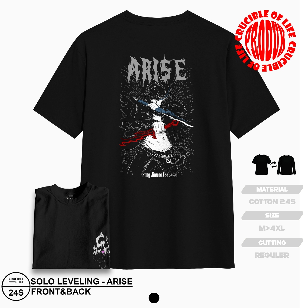KAOS BAJU ANIME TSHIRT DISTRO SOLO LEVELING - SUNG JINWOO ARISE DAGGER