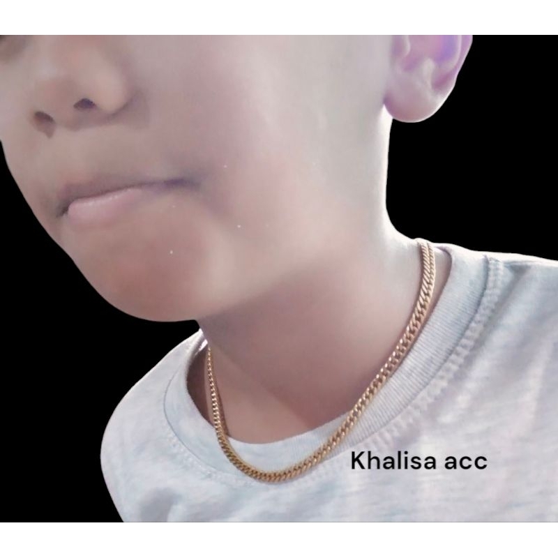 kalung bayi dan anak-anak (cowok/cewek) rantai rapat titanium warna gold anti karat
