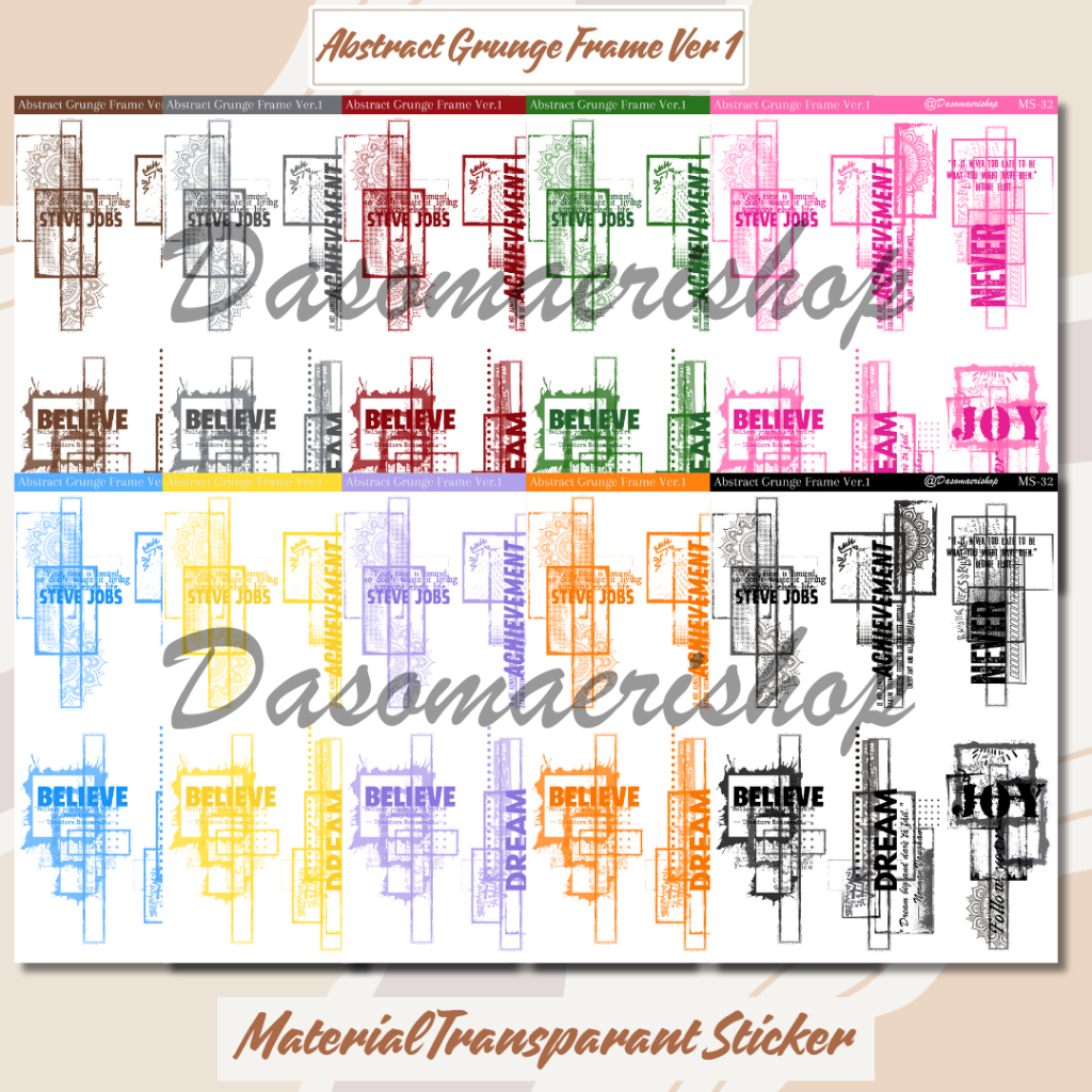 

Sticker Abstract Grunge Ver 1 Frame Stiker Dekorasi Journal Scrapbook Handmade by Dasomaerishop