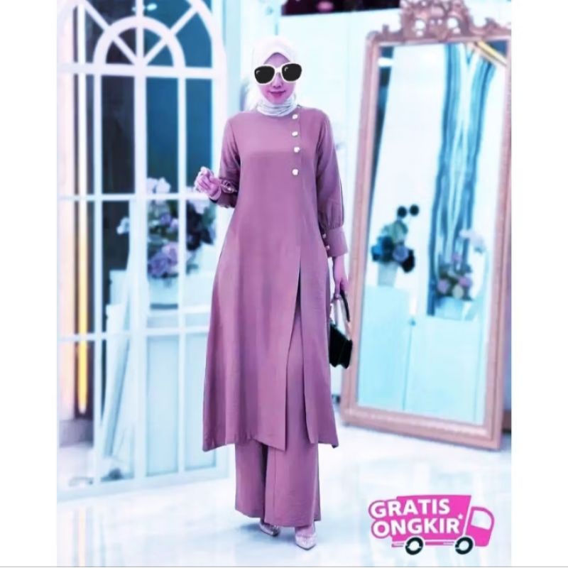 Setelan Wanita kekinian fashion Muslim Setelan Terbaru 2023 Setelan Cringkle airflow elegant Baju wa