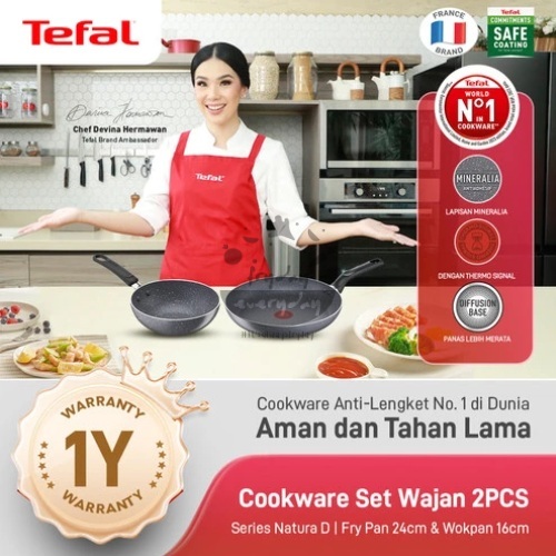 Tefal Cookware Set Wajan 2PCS Series Natura D / Fry Pan Anti Lengket