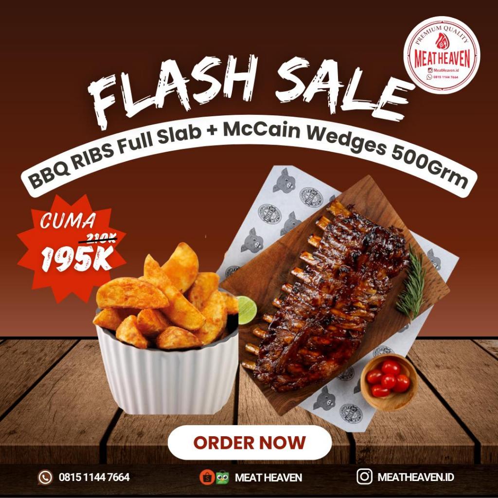 

FLASH SALE ! BBQ RIBS Full Slab+McCain Wedges 500Grm