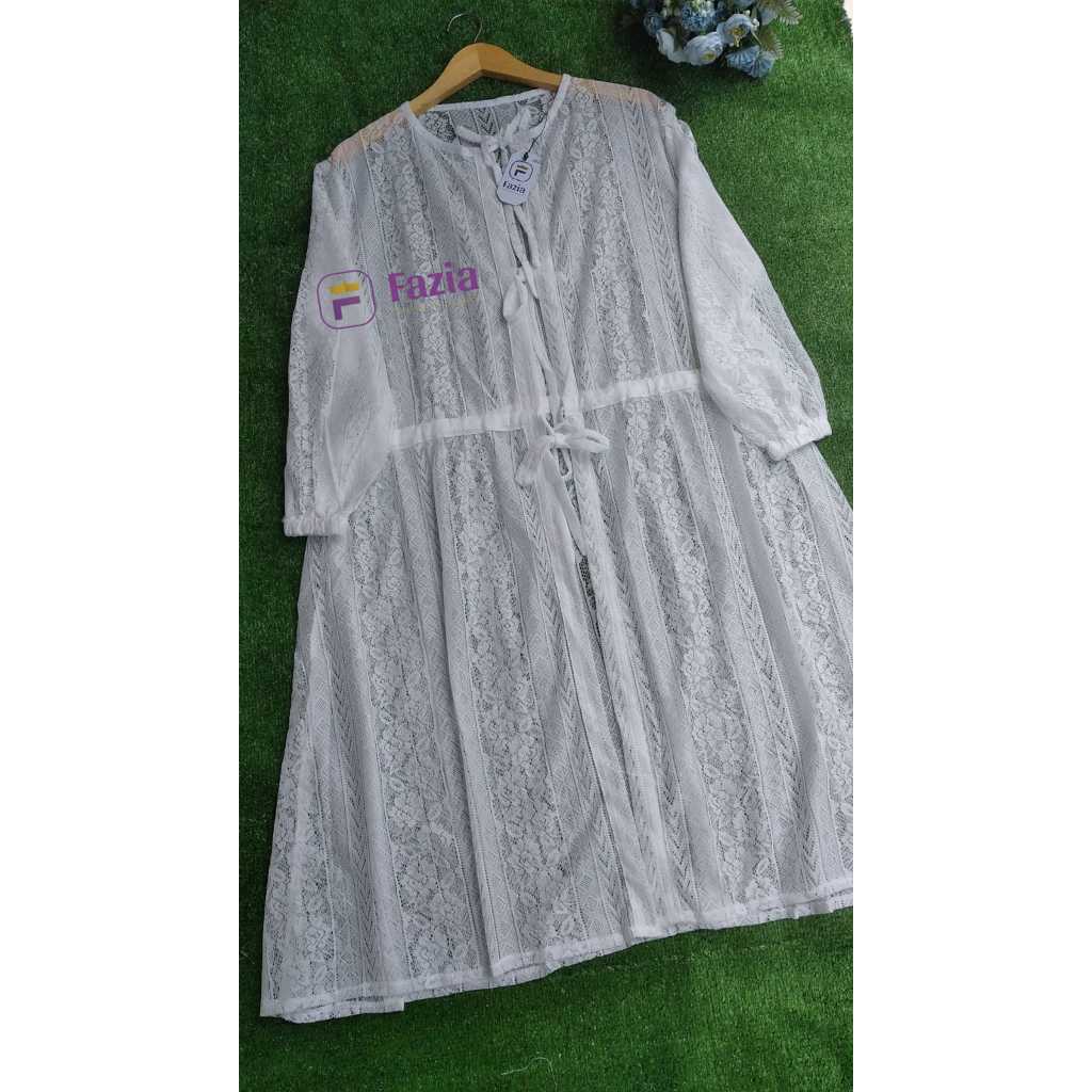 Outer Brokat Wanita hitam dan putih All Size