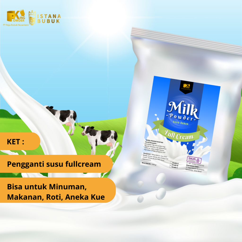 

Susu Bubuk Premix Grade A, Milk Powder 1 Kg Grade A, B, C, Raja Bubuk Nusantara