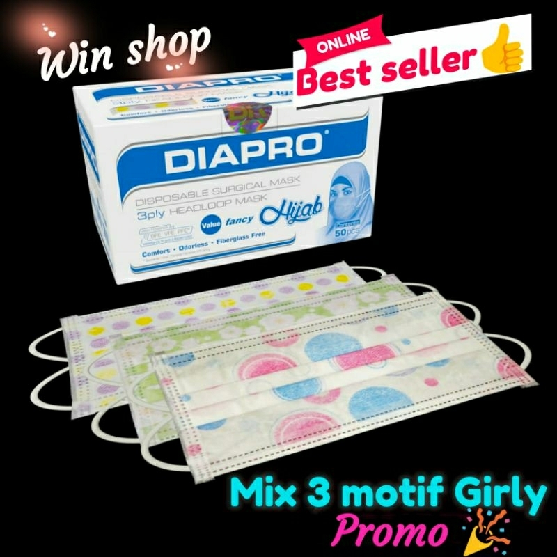 MASKER HIJAB DIAPRO BFE 99% GIRLY 50s