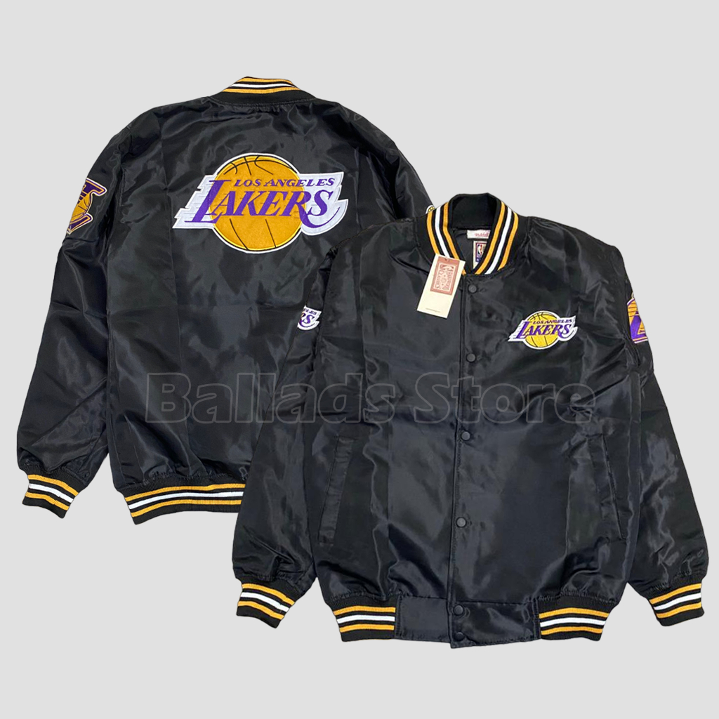 Jaket Varsity Baseball Lakers Black Full Bordir Pria Wanita  Original