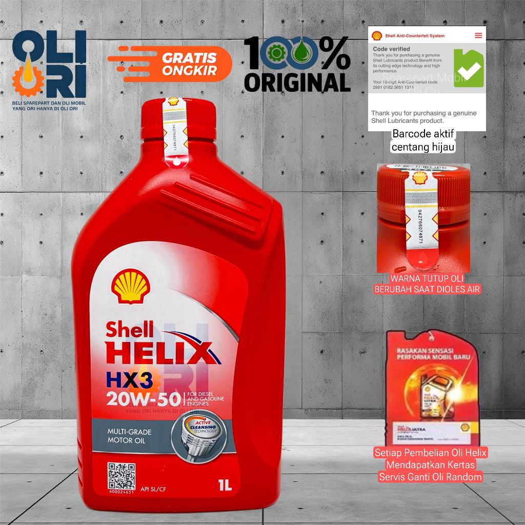 Oli SHELL HELIX HX3 20W-50 1Liter Original