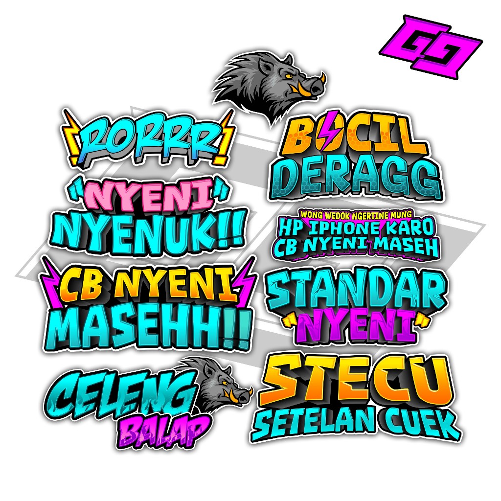 

STIKER PACK ISI 9 CB NYENI MASEH RORRR BOCIL DERAGG STANDAR NYENI STECU SETELAN CUEK