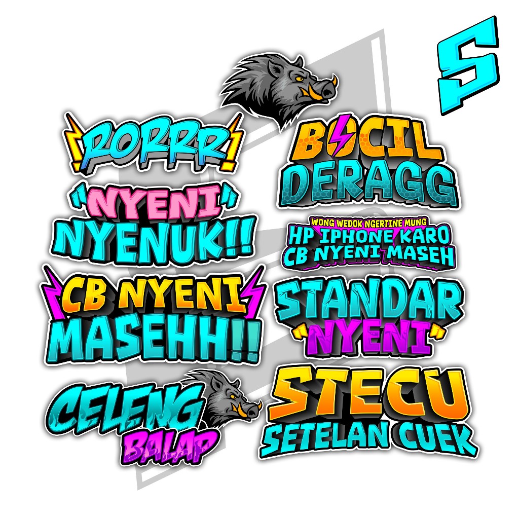 

STIKER PACK ISI 9 CB NYENI MASEH RORRR BOCIL DERAGG STANDAR NYENI STECU SETELAN CUEK