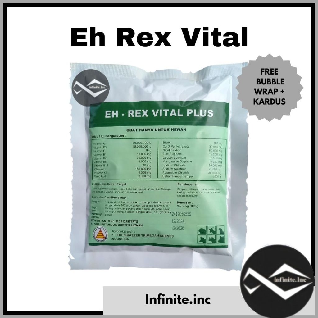 REX VITAL PLUS 100 gr (vitamin dosis tinggi ampuh fortevit rhodivit)