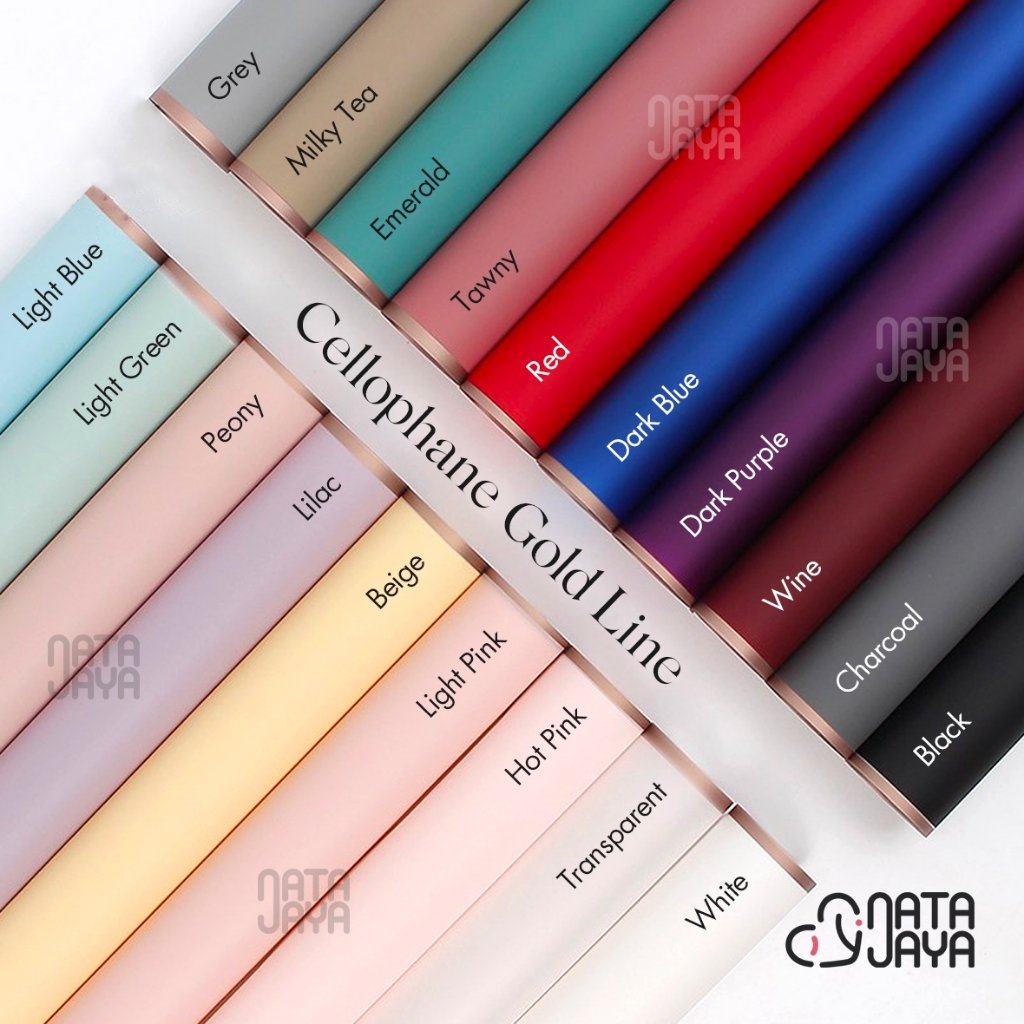 

Kertas Cellophane Paper (GOLD LINE) Kertas Cello Buket Bunga / Flower Wrapping Bucket Murah untuk Bouquet Snack Uang
