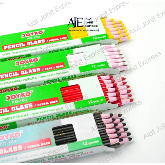 

Pencil Glass Pensil Kaca Joyko PG-100 ECERAN PER PCS Warna Kuning Putih Merah Hitam Biru Hijau
