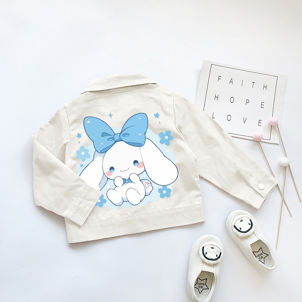 Jaket Crop Top Anak Perempuan Gambar Cinamorol Trendy