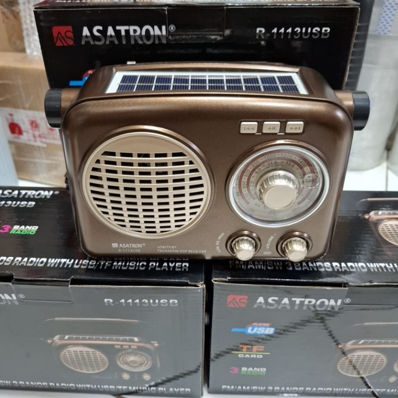 ASATRON R-1113 USB PORTABLE SPEAKER RADIO FM/AM/SW1-7 3 BANDS + SENTER