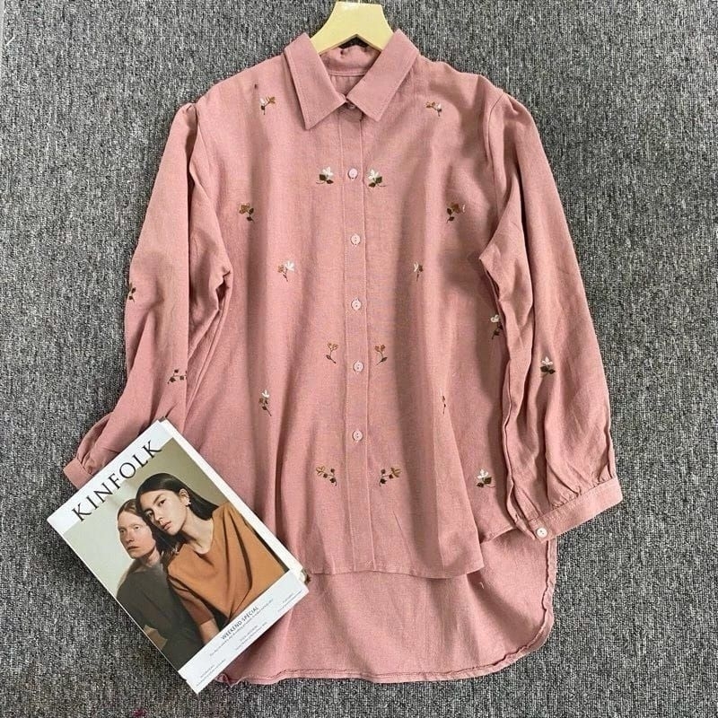 KEMEJA LAURA bordir bunga / kemeja wanita kekinian / Blouse korea Style