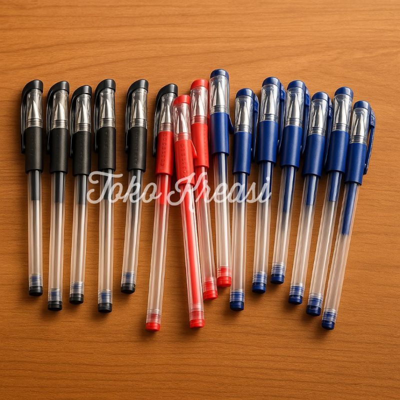 

(Per pcs) Pulpen / Bulpen / Bolpen Hitam Merah Biru Dry Gell 0.38 Fast Dry