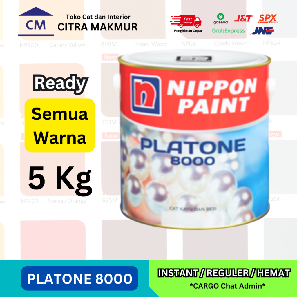 Cat Besi & Kayu PLATONE 8000 5 Kg (3.78Ltr) -- Ready Semua Warna Nippon Platone