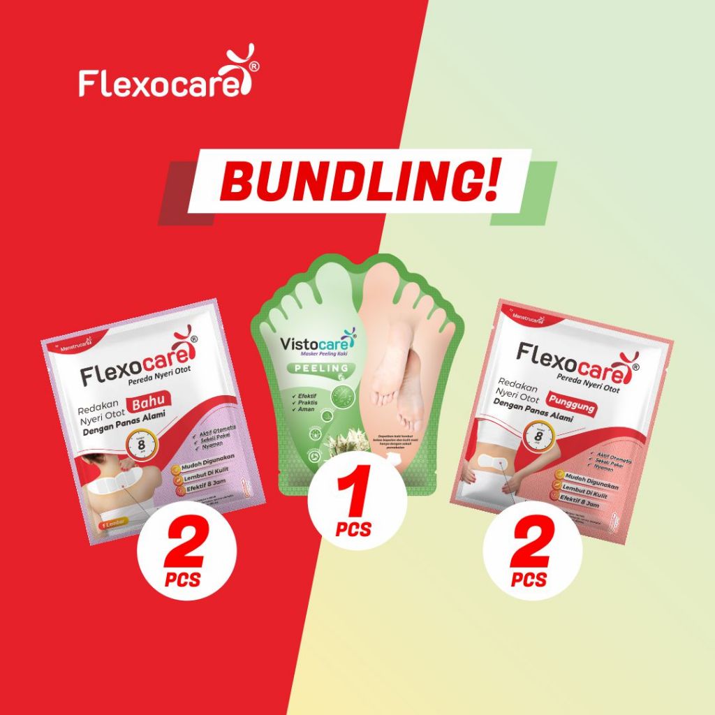 Bundling 2 Pcs Flexocare Bahu + 2 Pcs Flexocare Punggung + 1 Pcs Vistocare Masker Peeling Kaki