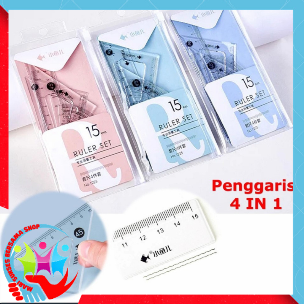 

MSBS Penggaris Set 4IN1 15Cm Penggaris Bening Sekolah Isi 4Pcs Lucu Ruller Set Transparant Perlengkapan Sekolah Menggambar Pelajar Mahasiswa Motif Polos Kemasan Ziplock