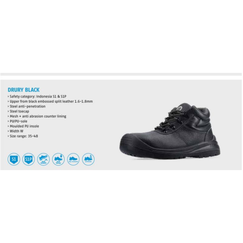 Safety Shoes BATA DRURY BLACK / Sepatu Safety Bata DRURY Black