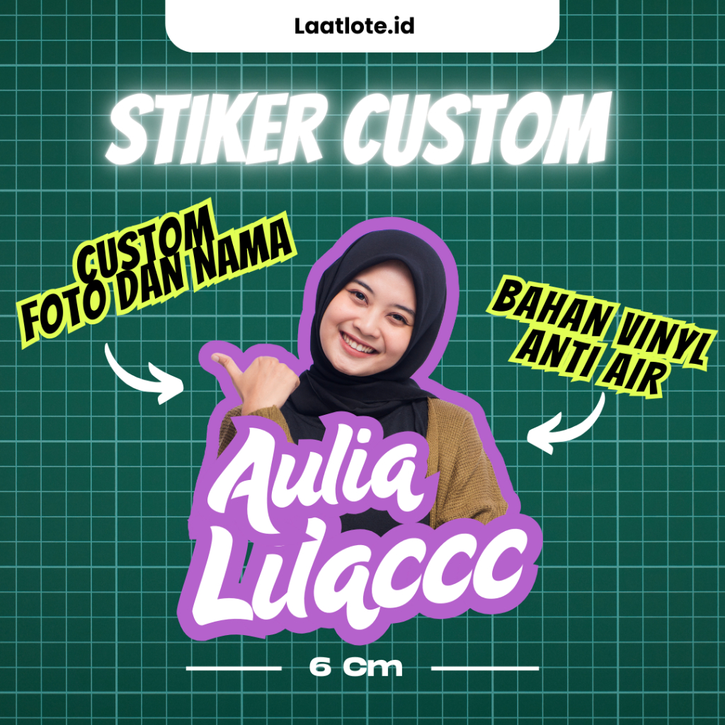 

(2pcs) Sticker Custom Nama Foto - Bahan Vinyl Tahan Air & Anti Luntur - Free Revisi Desain