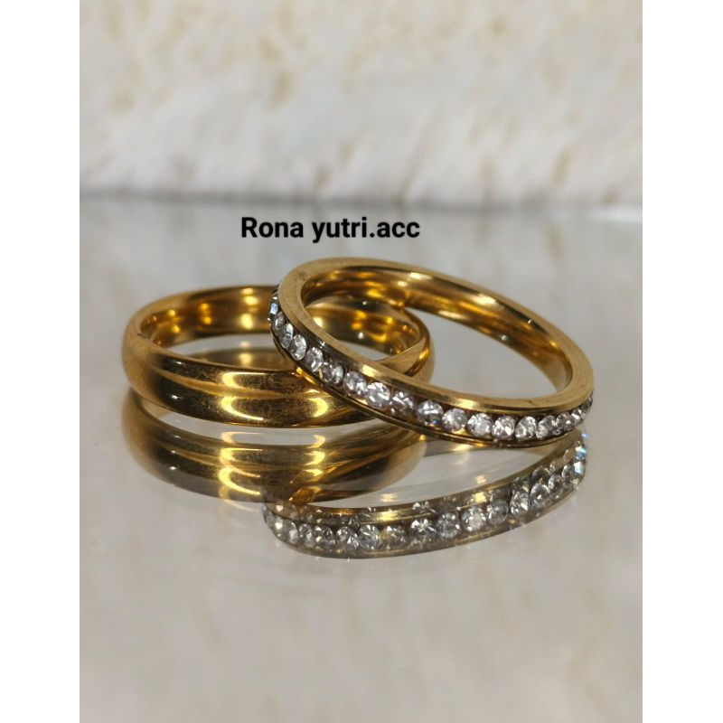 cincin nikah tunangan couple permata banyak dan polos