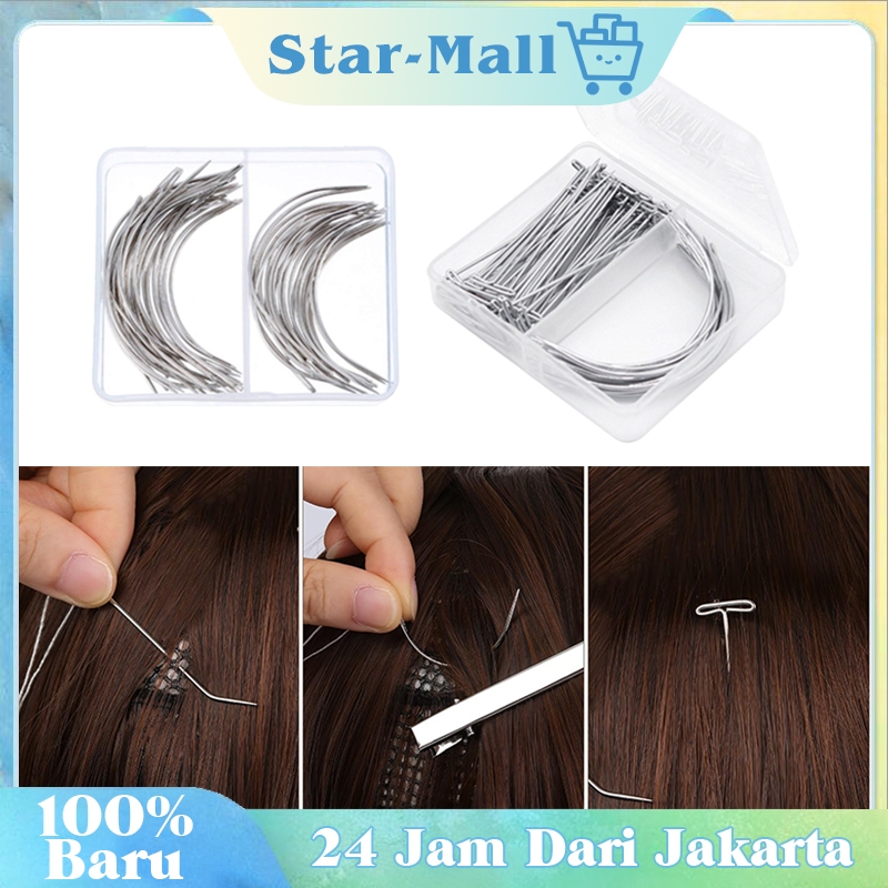 Jarum Jahit Tipe T / Pin Lengkung Khusus Untuk Wig Cetakan Kepala / Jarum Knitting Wig 1Set