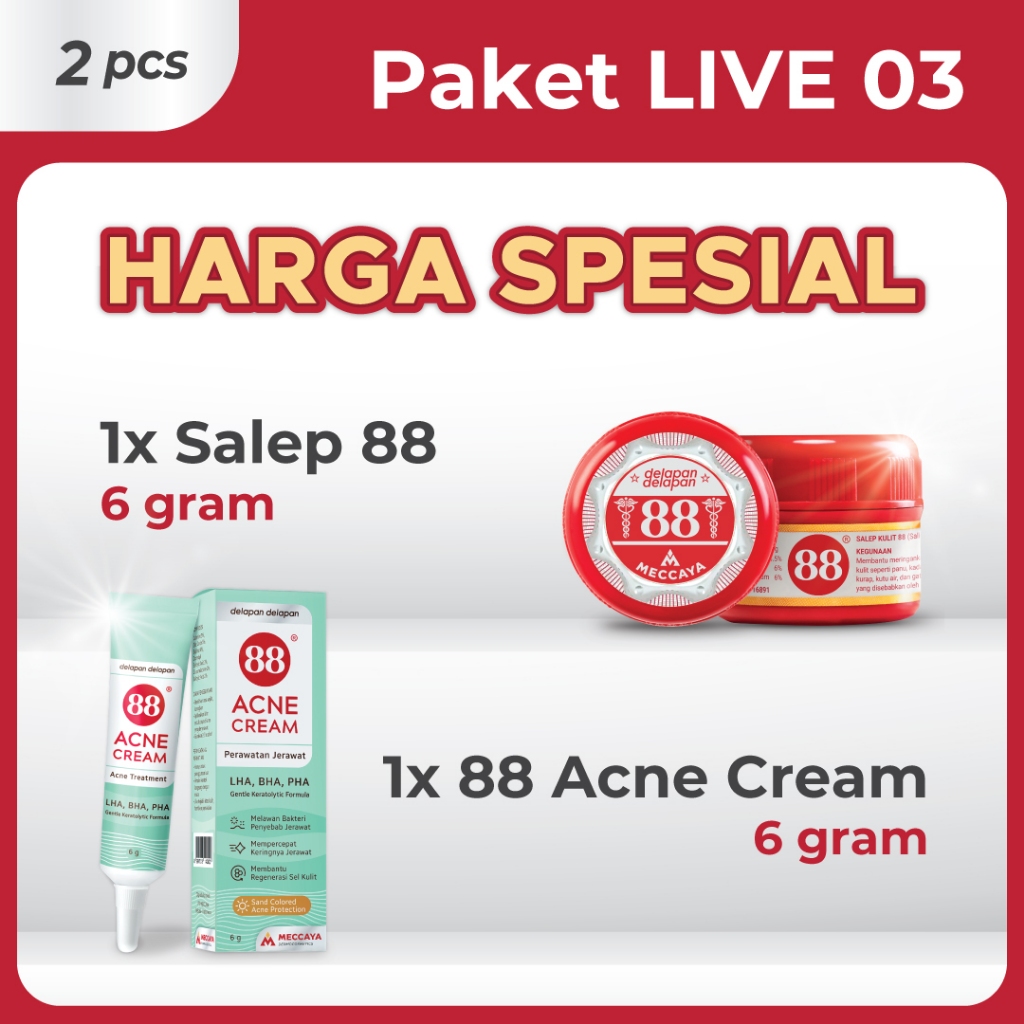 SALEP 88 6g + 88 ACNE CREAM 6g | Salep Gatal Jamur & Scabies + Krim Totol Anti Jerawat | MECCAYA