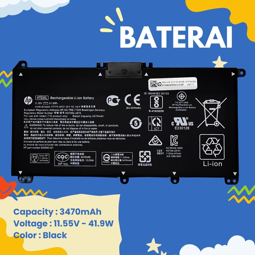 High Quality Baterai Laptop HP 14s-FQ0011AU 14s-FQ0012AU 14s-FQ0020AU 14s-FQ0021AU HT03 - Garansi