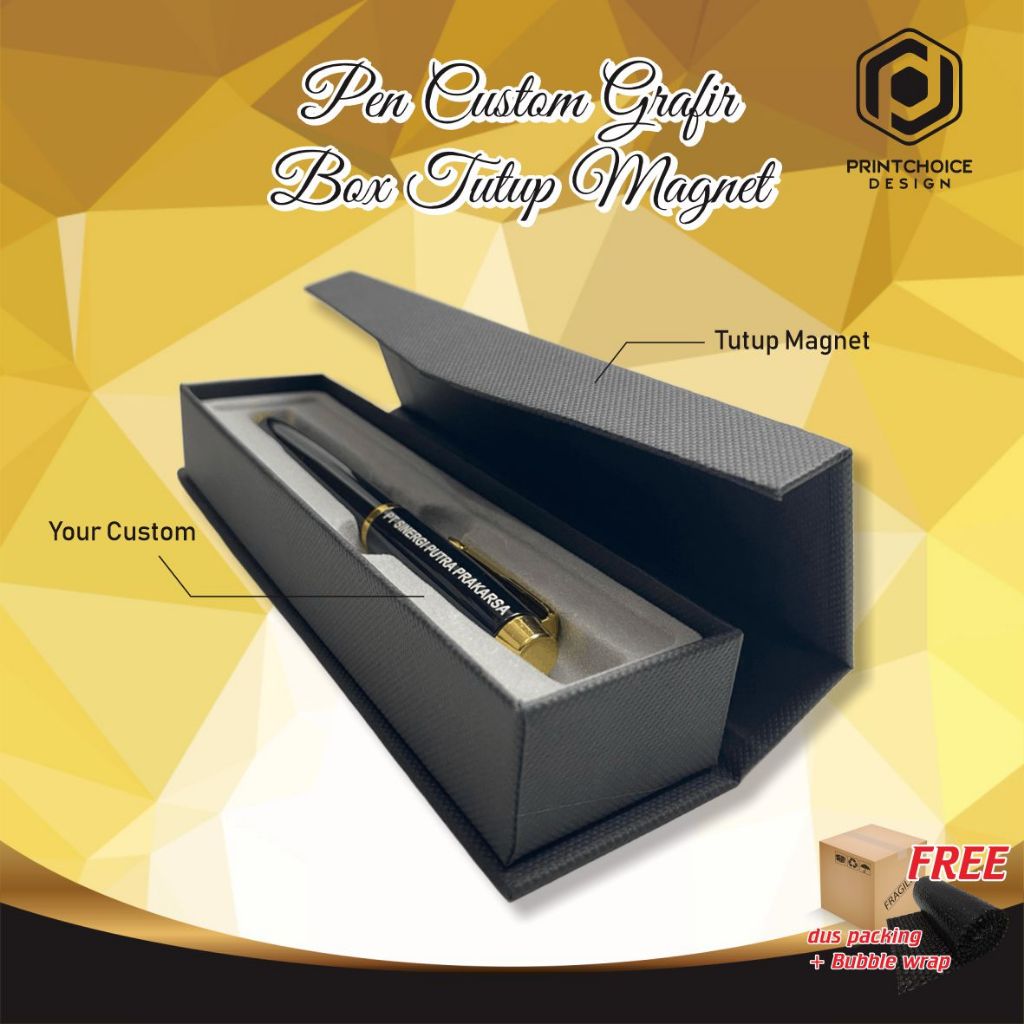 

Pen Box Tutup Magnet Box Custom Grafir Hitam Ekslusive