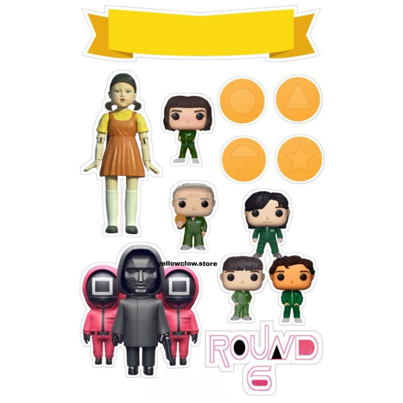SQUID GAME/Topper Tema SQUID GAME/Topper Hiasan Kue Ulang Tahun SQUID GAME