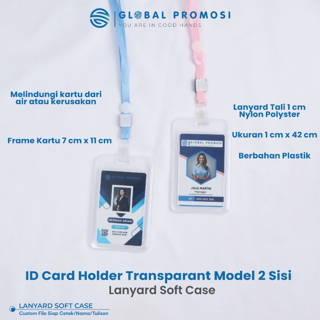 

READY STOCK Name Tag Lanyard Id Card Holder Transparan Plastik Bening Set Card Holder Tali Kalung