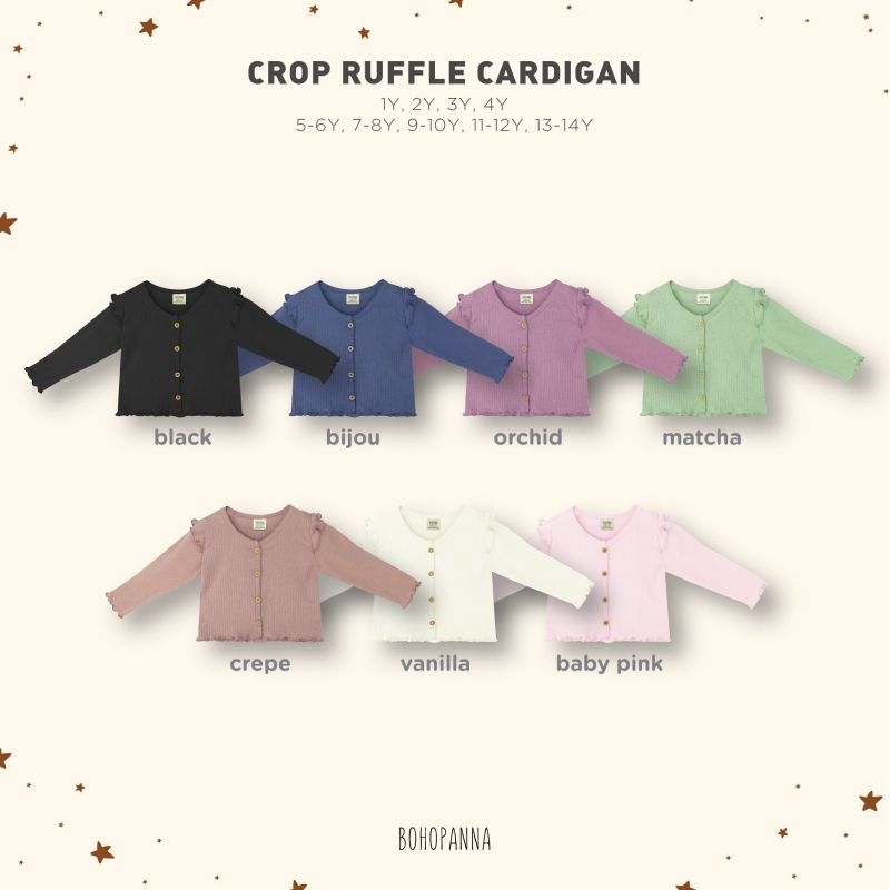 Bohopanna Crop Ruffle Cardigan Anak Perempuan – Outer Rajut Lucu Lengan Panjang Baju Atasan Stylish 