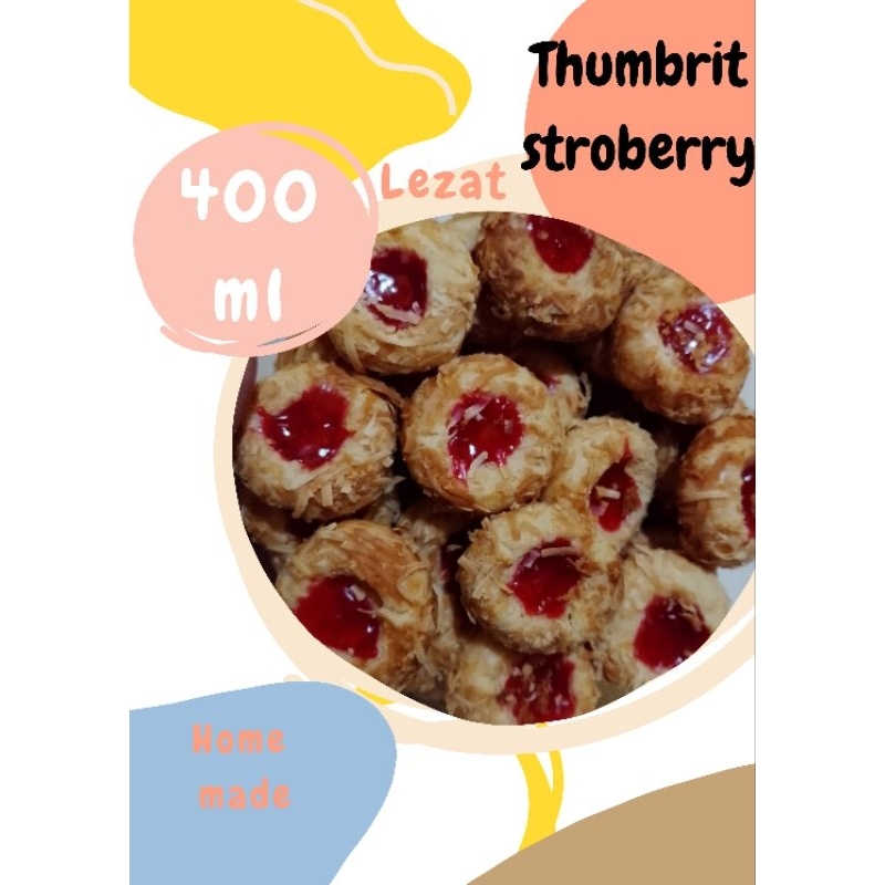 

kue kering Thumbprint strobery kue lebaran kue kering
