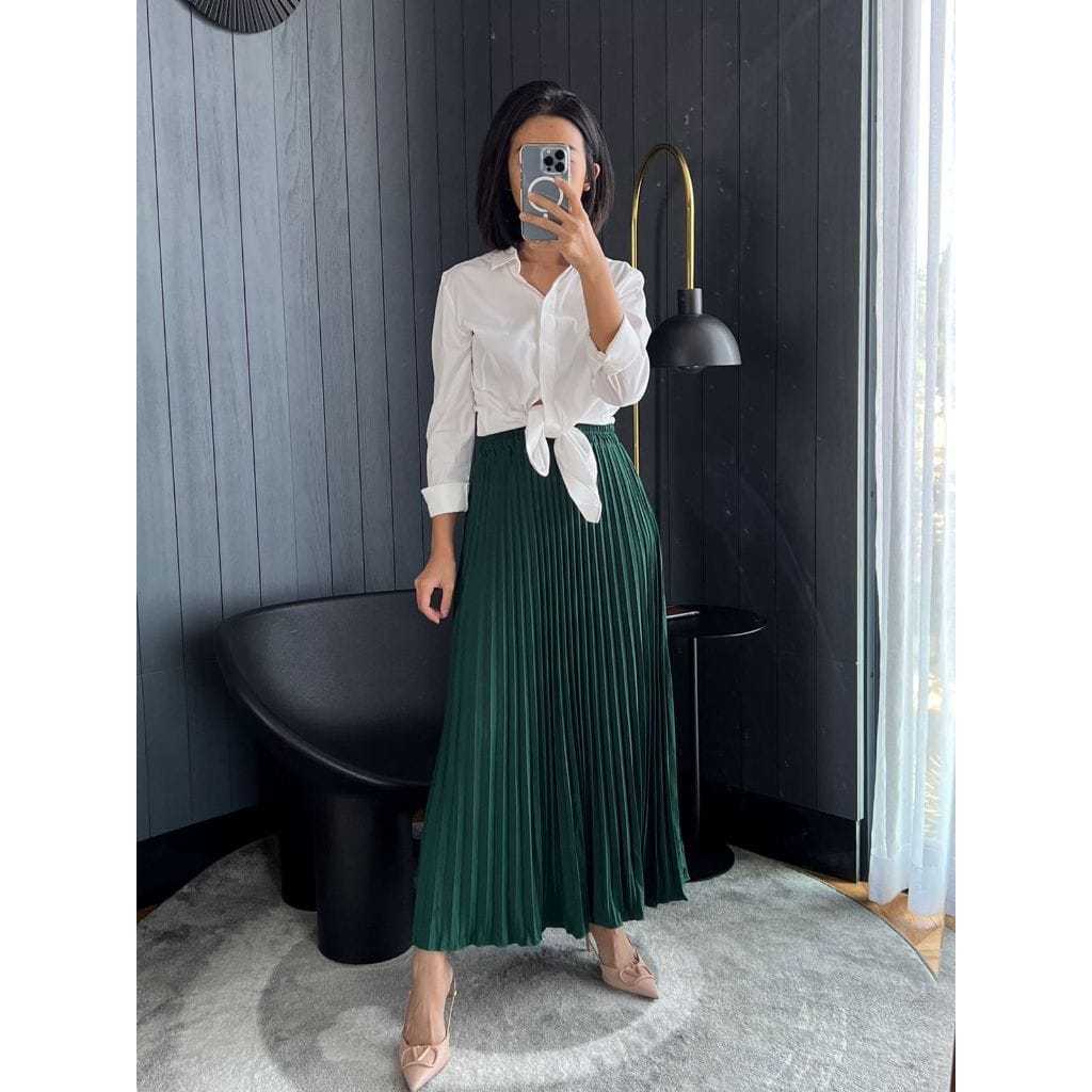 Cuci Gudang Rok Putih / Rok Plisket Panjang / Rok Plisket Mayung / Rok Plisket / Plisket Premium /
