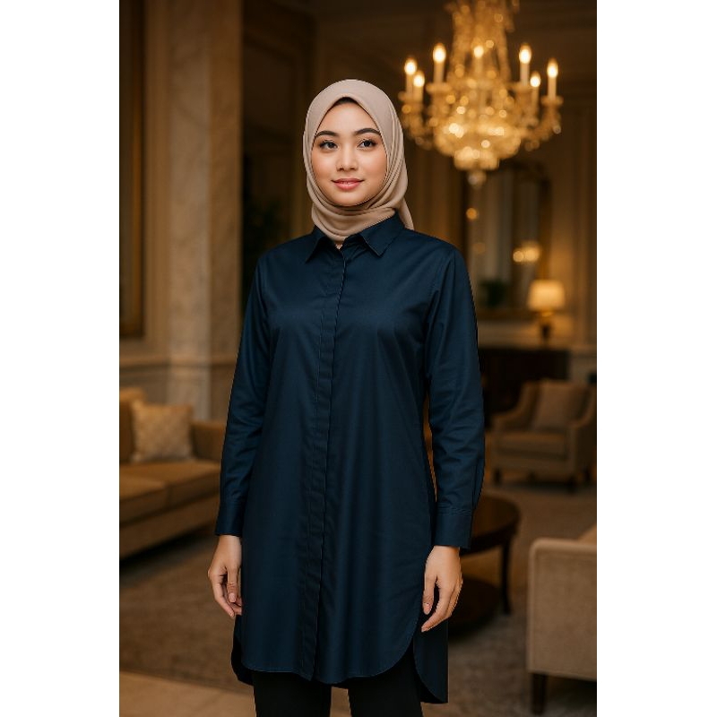 Tunik warna navy wanita katun premium