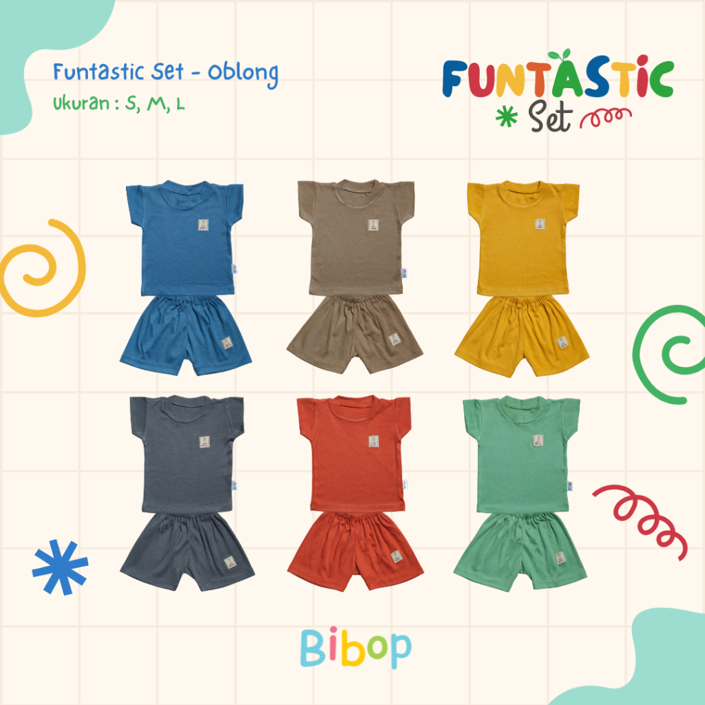 Bibop Baju Bayi Anak Setelan Oblong Lengan Pendek Celana Pendek Funtastic Set