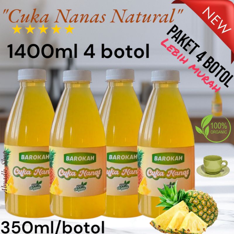 

Cuka Nanas Segar Original Asli Alami Berkualitas Paket Isi 4 Botol @ 350ml Per Kemasan