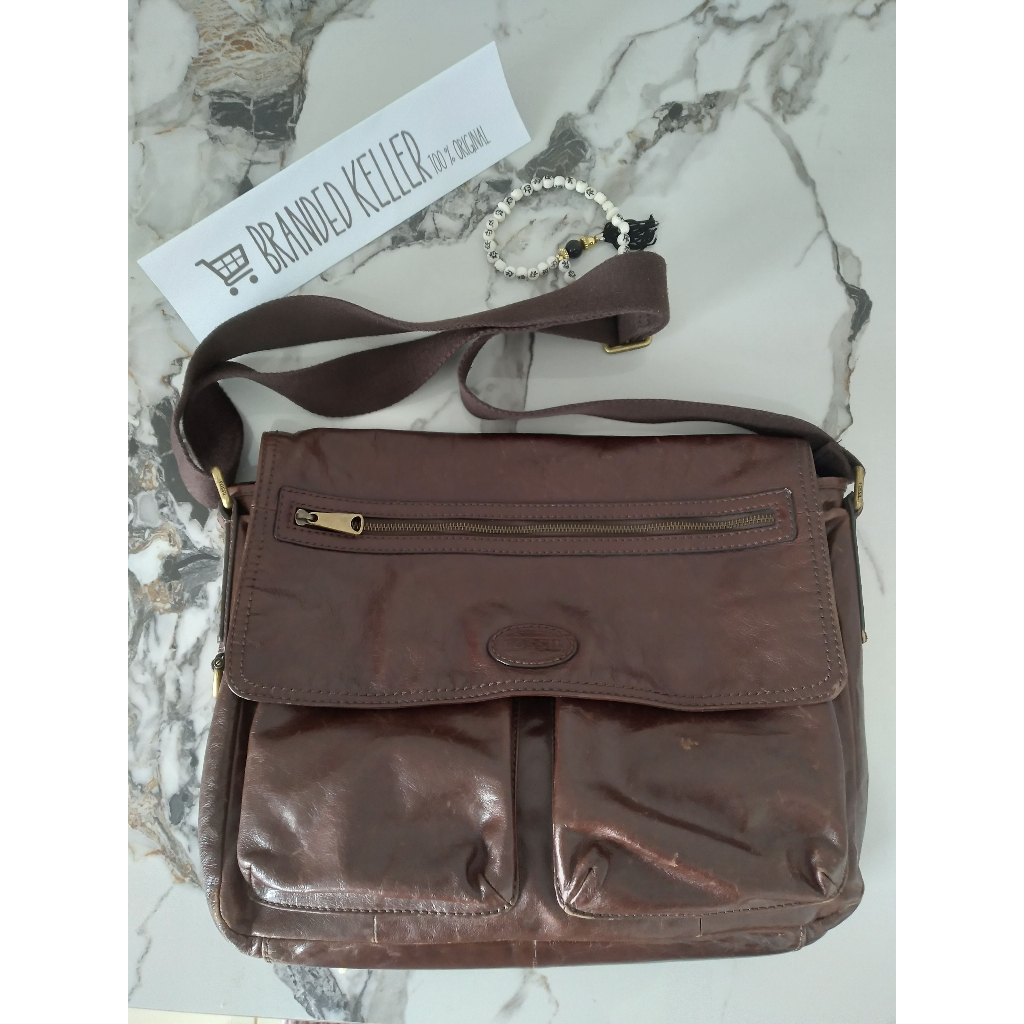Tas Laptop Tas Fossil Tas Kerja 100% Original Preloved Bahan kulit