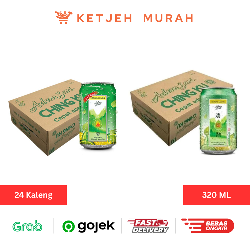 

Adem Sari Ching Ku Can Kaleng 320 ML 1 Dus isi 24 Kaleng Rasa Herbal Lemon / Sparkling