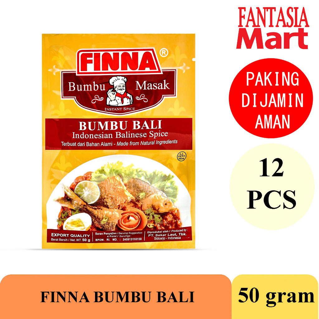 

FINNA BUMBU MASAK BALI PACK 12 PCS 50 GRAM FANTASIA DENGAN PAKING AMAN